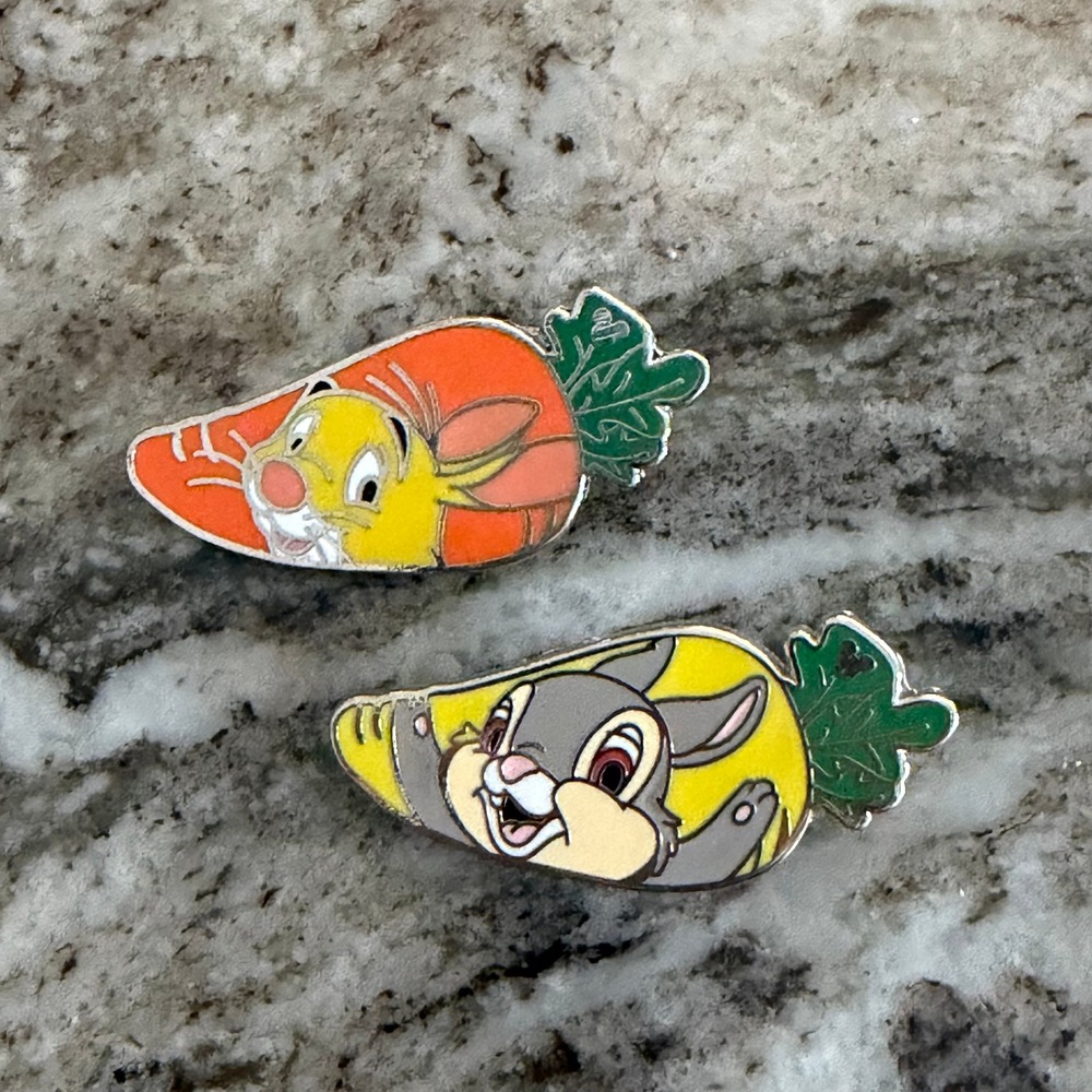 Disney Bambi Thumper Rabbit Carrot Hidden Mickey Pins Set of 2